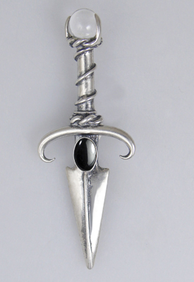 Sterling Silver Black Prince's Knife Dagger Pendant With Hematite